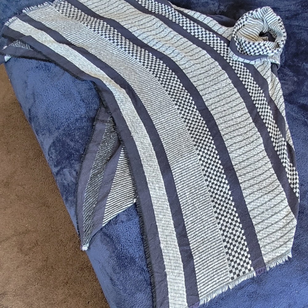 Navy, Cream, Black Poncho